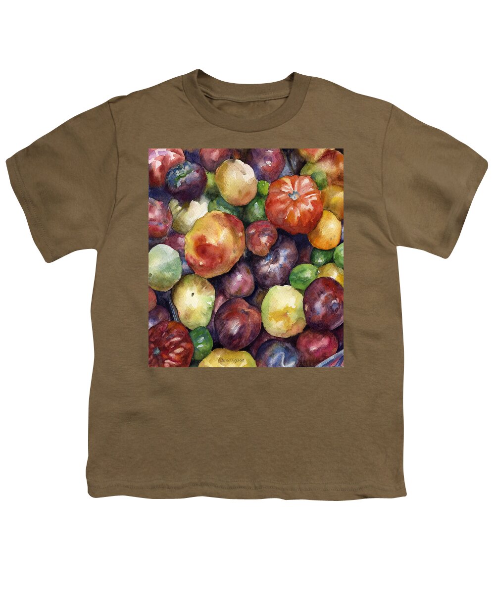 Heirloom Tomatoes Painting Youth T-Shirt featuring the painting Bumper Crop of Heirlooms by Anne Gifford