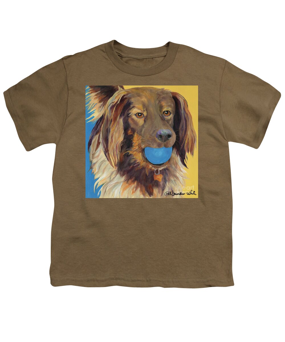 Dog Art Youth T-Shirt featuring the painting Caleigh by Pat Saunders-White