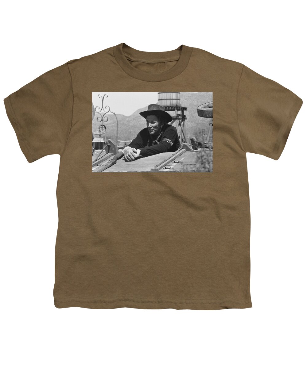 Cameron Mitchell The High Chaparral Set Old Tucson Arizona 1969 Youth T-Shirt featuring the photograph Cameron Mitchell The High Chaparral set Old Tucson Arizona 1969 by David Lee Guss