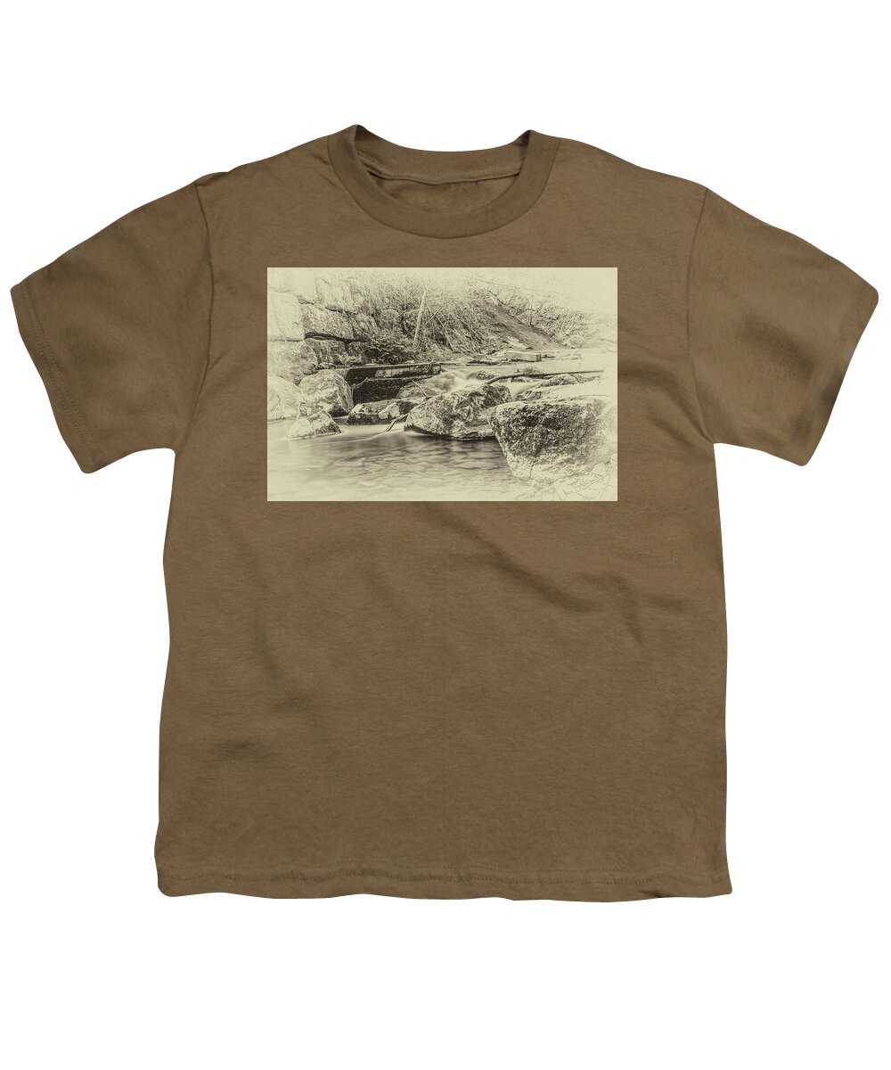 Caradocs Falls Youth T-Shirt featuring the photograph Caradocs Falls 1 Antique by Steve Purnell