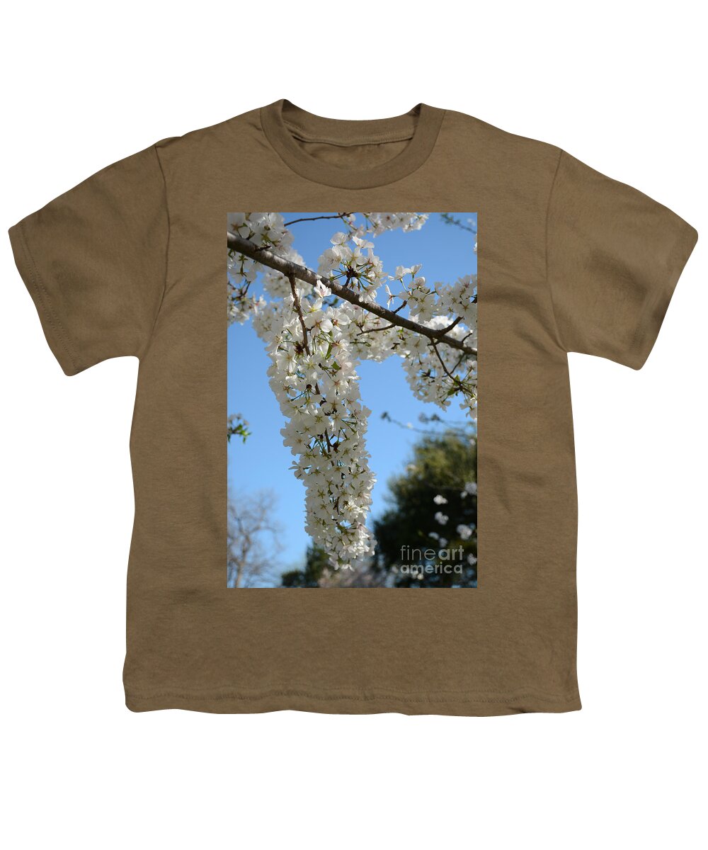  Youth T-Shirt featuring the painting Cascading Cherry Blossoms by Constance Woods