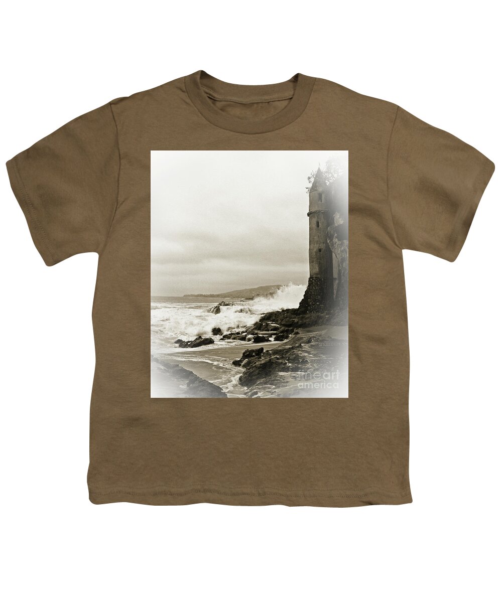 Ocean Youth T-Shirt featuring the photograph Castle Laguna Beach Sepia by Cheryl Del Toro
