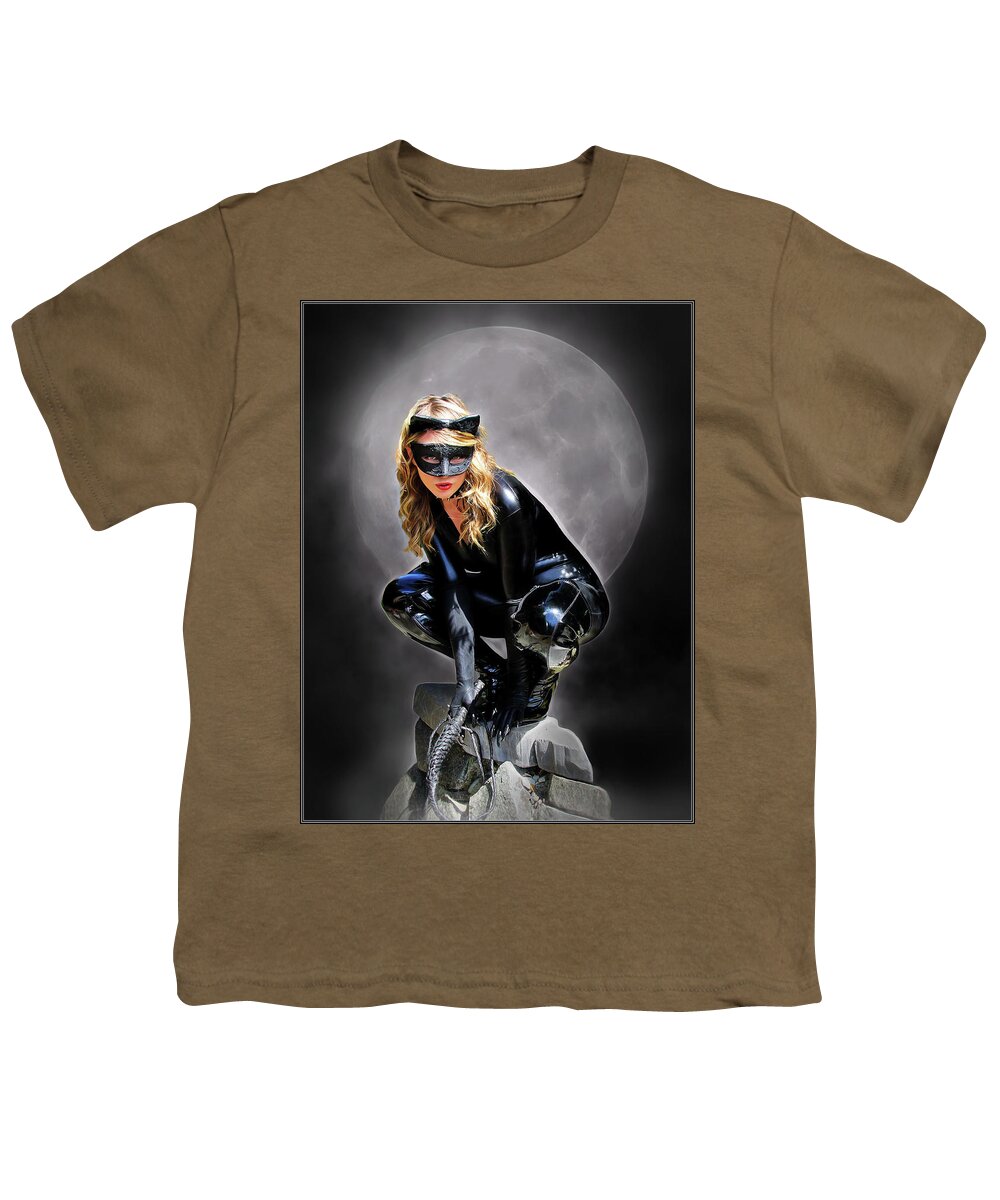 Cat Woman Youth T-Shirt featuring the photograph Cat Ready To Pouch by Jon Volden