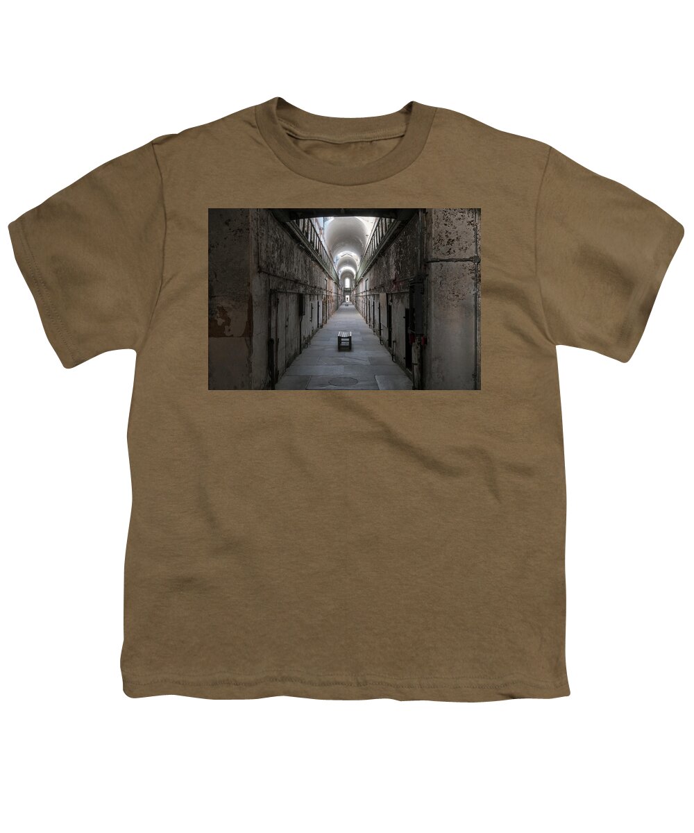 Eastern State Penitentiary Youth T-Shirt featuring the photograph Cellblock 7 by Tom Singleton