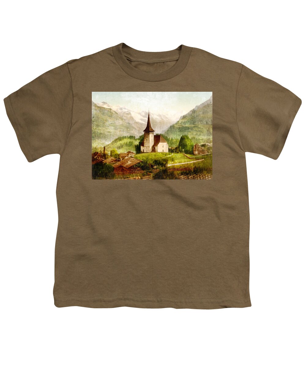 Church In The Alps Youth T-Shirt featuring the photograph CHURCH iN THE ALPS by Carlos Diaz
