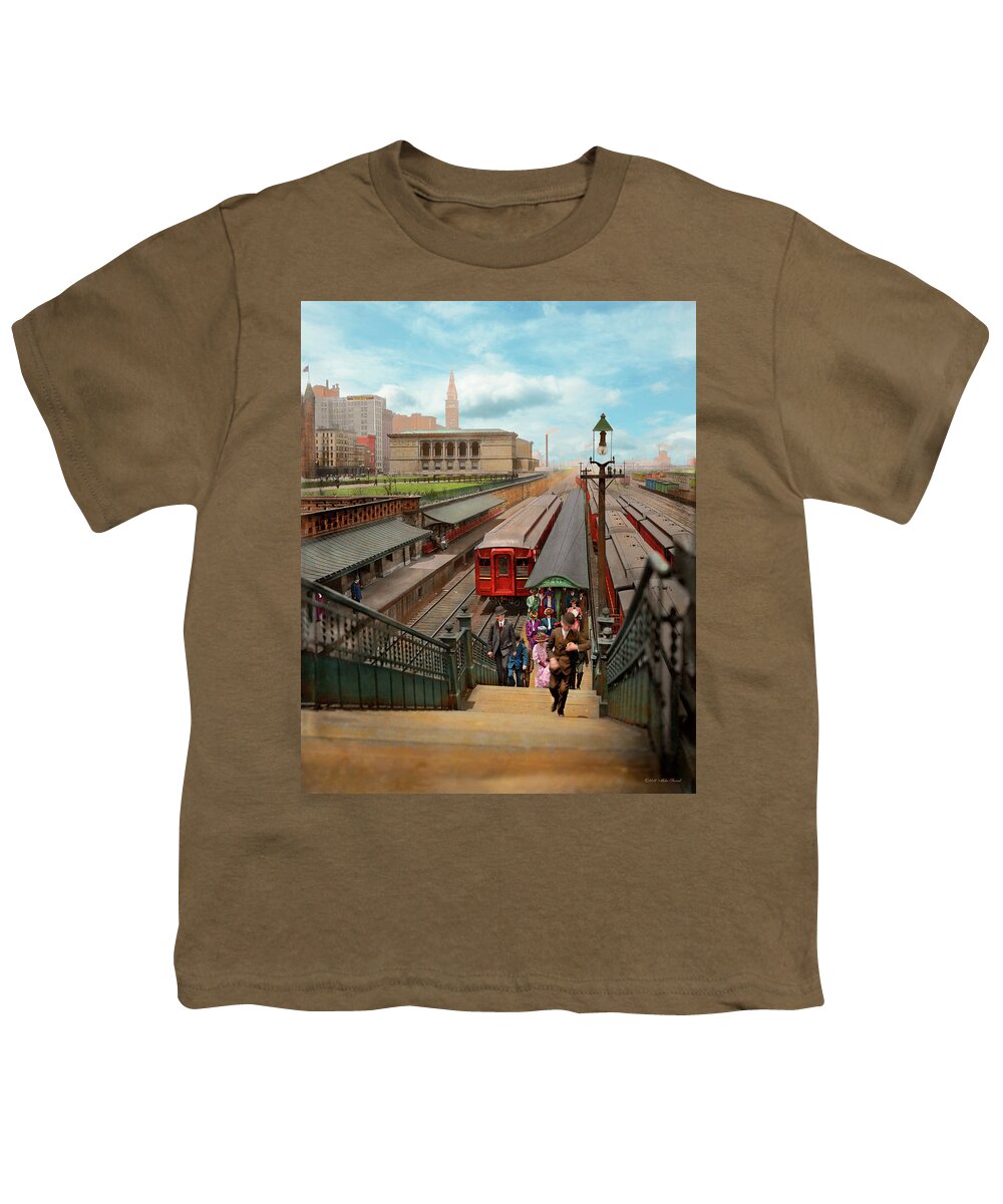 Color Youth T-Shirt featuring the photograph City - Chicago - The Van Buren Street Station 1907 by Mike Savad