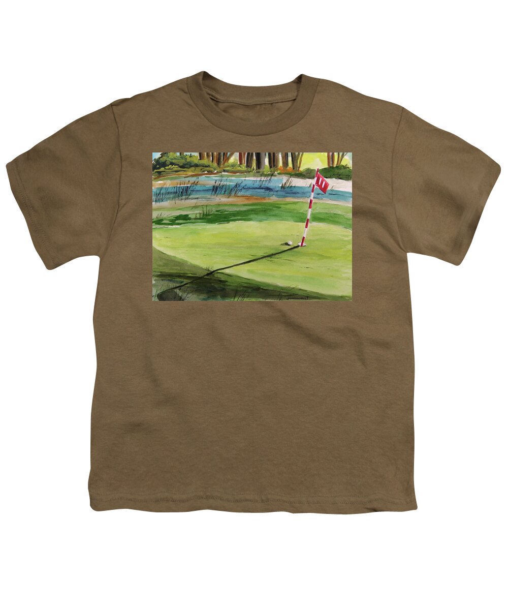 Golf Youth T-Shirt featuring the painting Close at the Eleventh Hole by John Williams