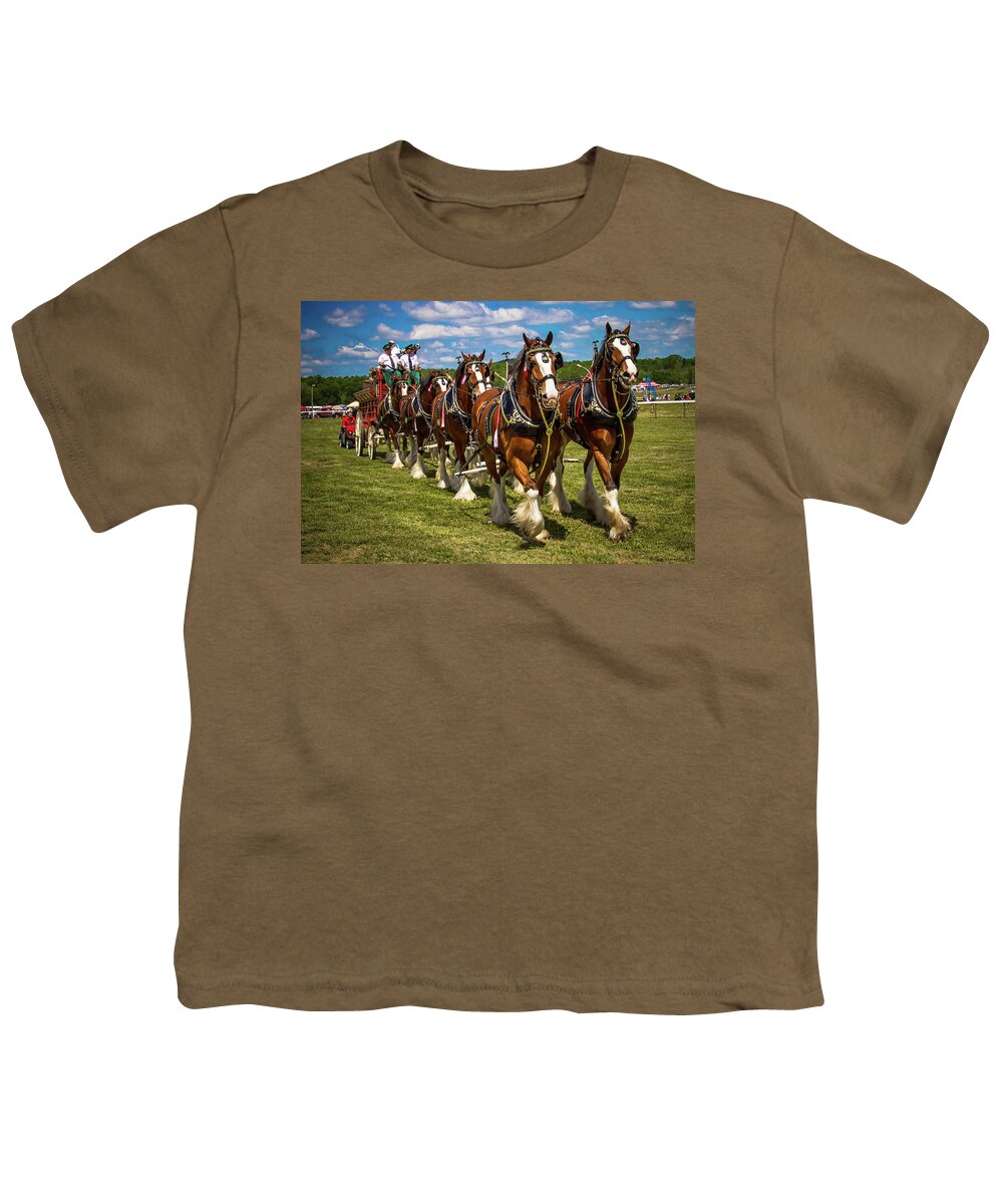 Horse Youth T-Shirt featuring the photograph Budweiser Clydesdale Horses by Robert L Jackson