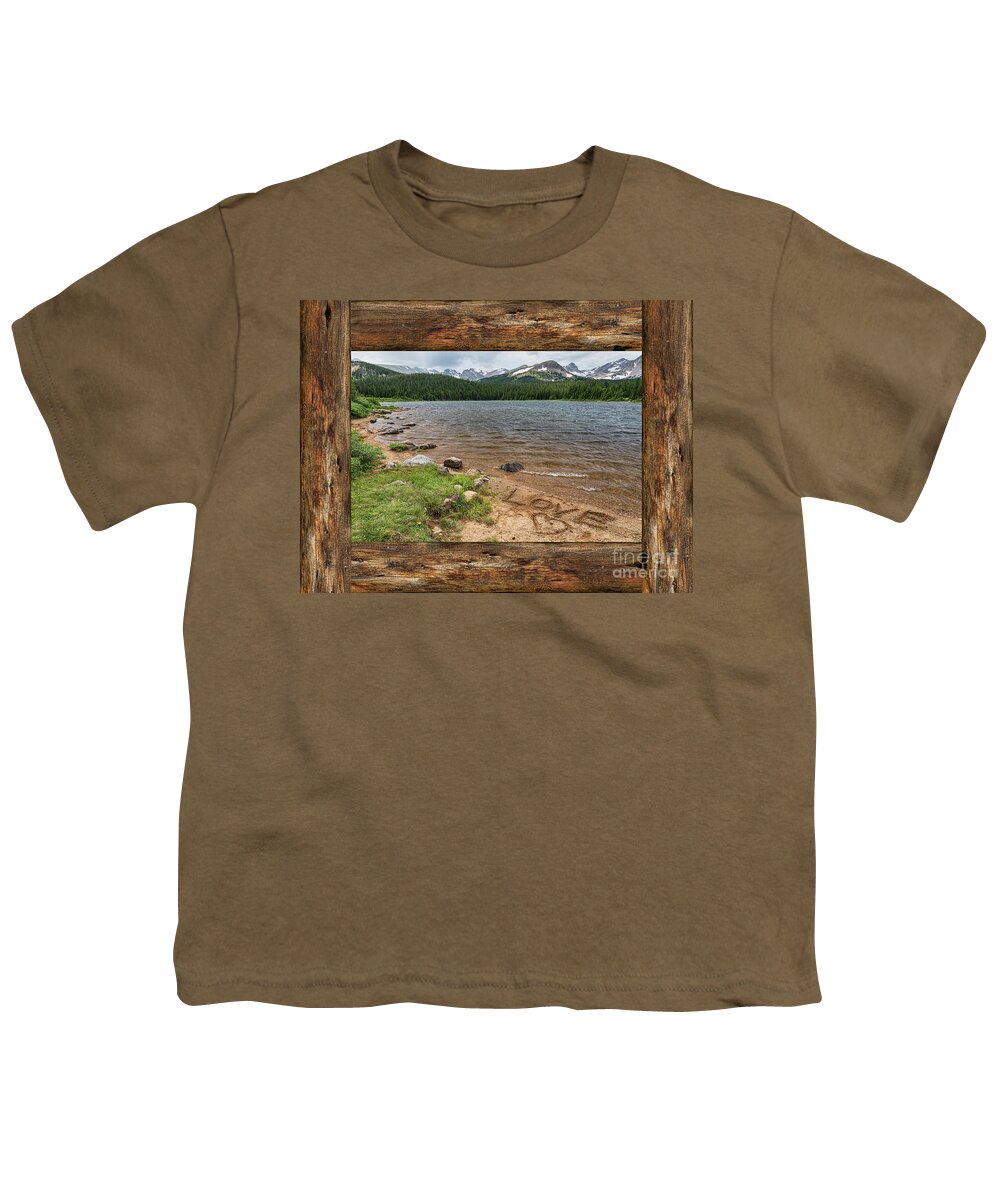 Windows Youth T-Shirt featuring the photograph Colorado Rocky Mountain Love Cabin Window View by James BO Insogna