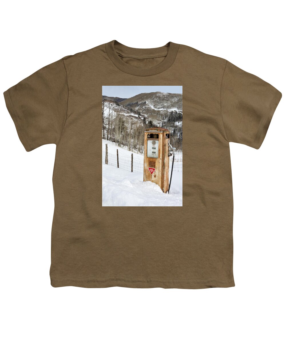 Gas Youth T-Shirt featuring the photograph Conoco In The Snow by Denise Bush