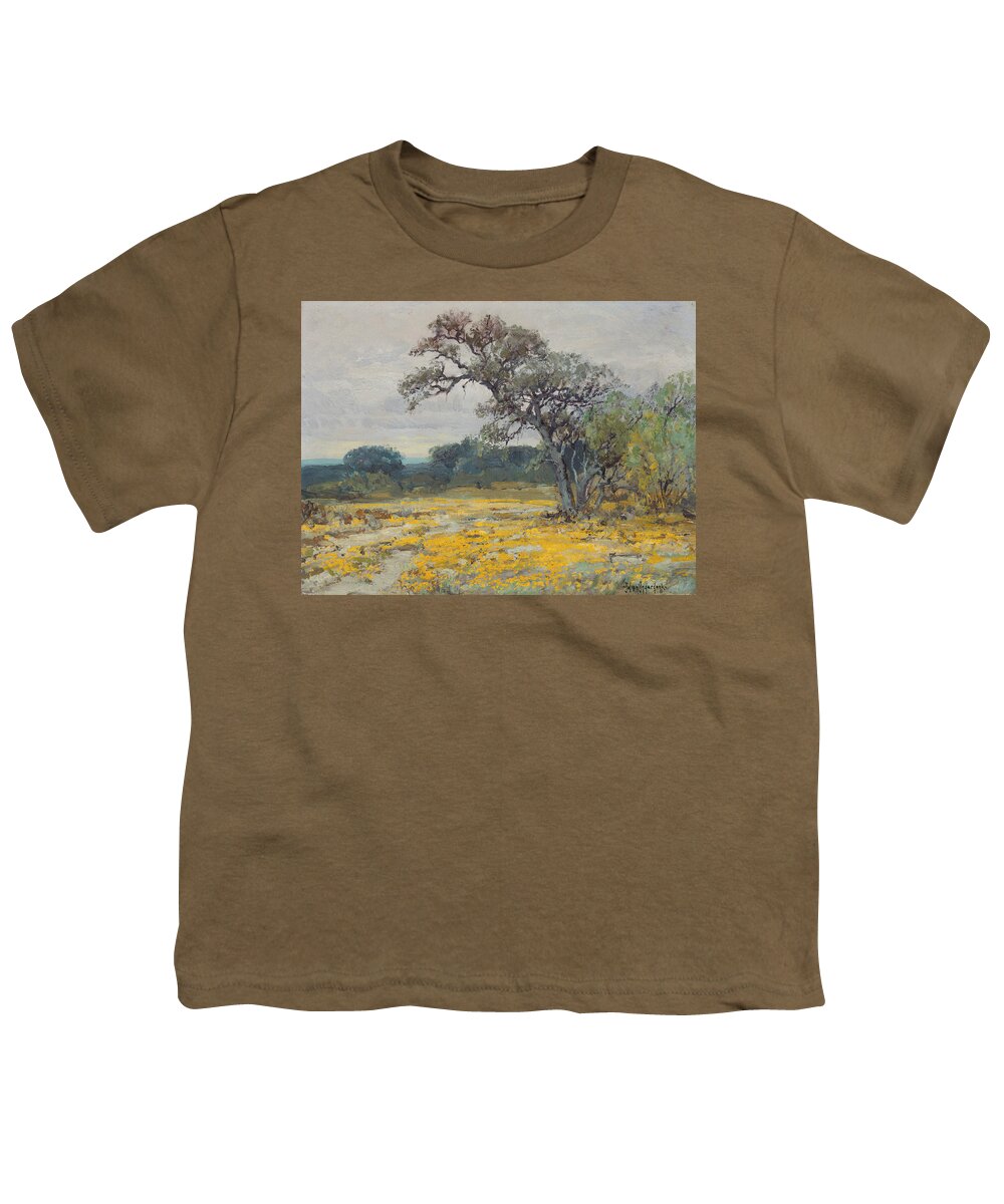 19th Century Art Youth T-Shirt featuring the painting Coreopsis, Near San Antonio, Texas by Julian Onderdonk