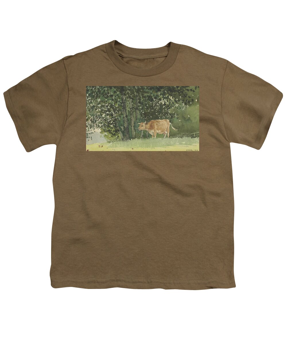 19th Century American Painters Youth T-Shirt featuring the painting Cow in Pasture by Winslow Homer