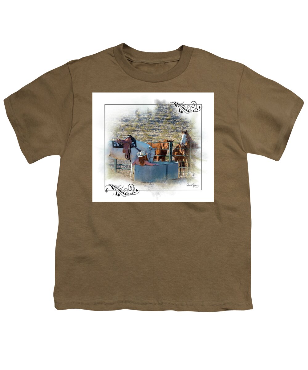  Spa Youth T-Shirt featuring the photograph Cowgirl Spa 3a of 6 by Walter Herrit