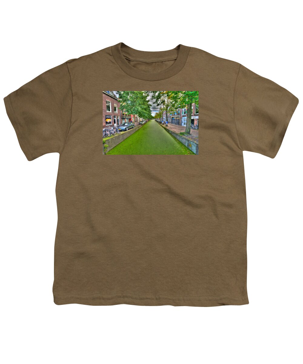 City Youth T-Shirt featuring the photograph Delft Canals by Uri Baruch
