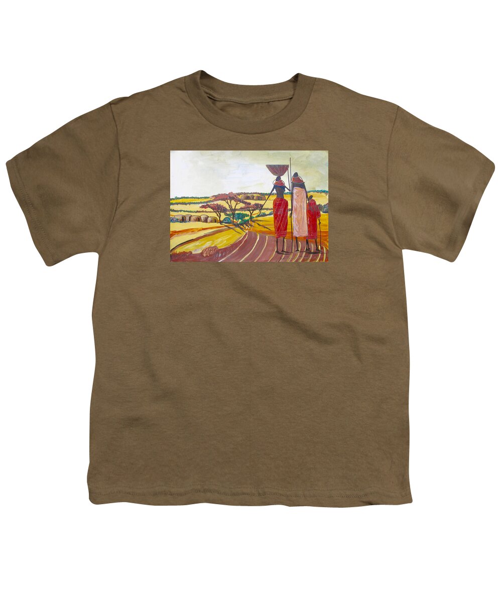 True African Art Youth T-Shirt featuring the painting We are Home by Martin Bulinya