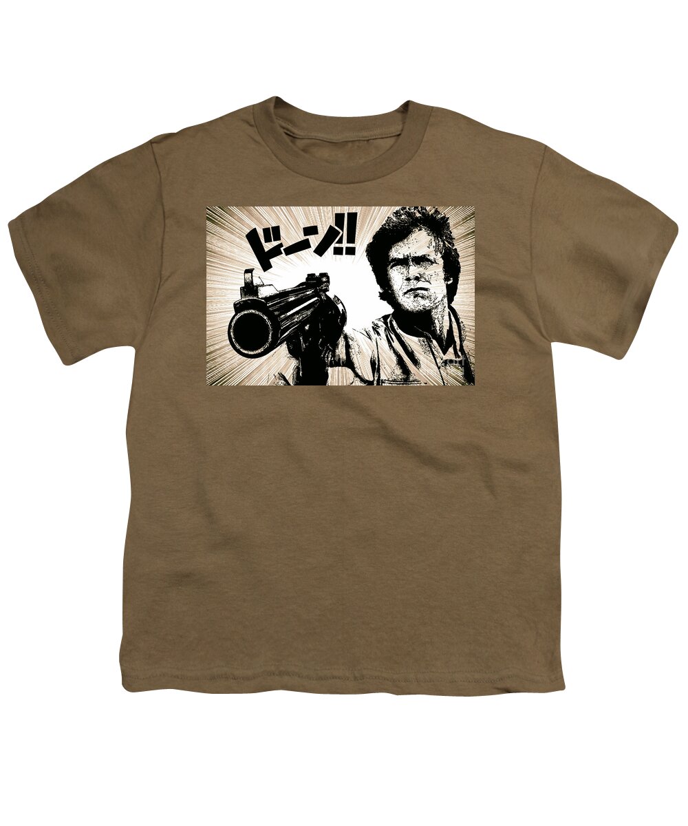 Japanese Youth T-Shirt featuring the drawing Dirty Harry Japanese Manga Style by Jonas Luis