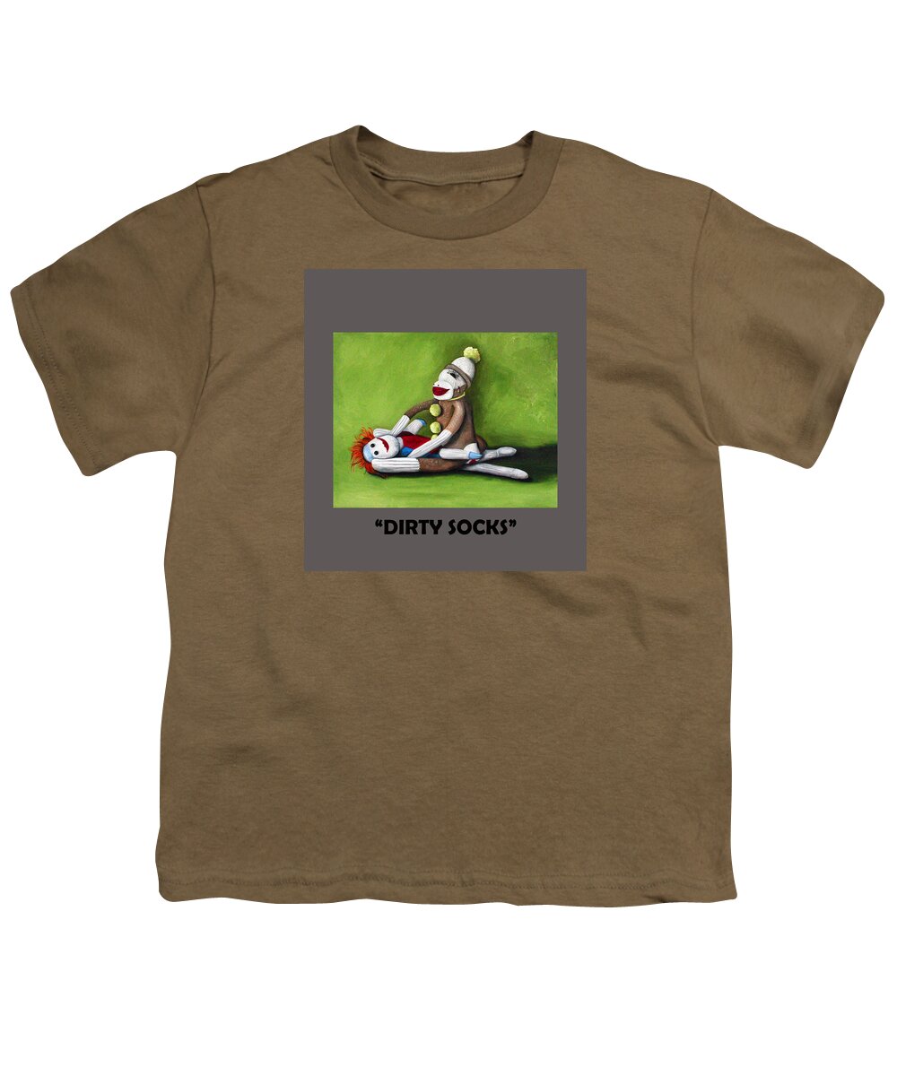 Dirty Socks Youth T-Shirt featuring the painting Dirty Socks With Lettering by Leah Saulnier The Painting Maniac