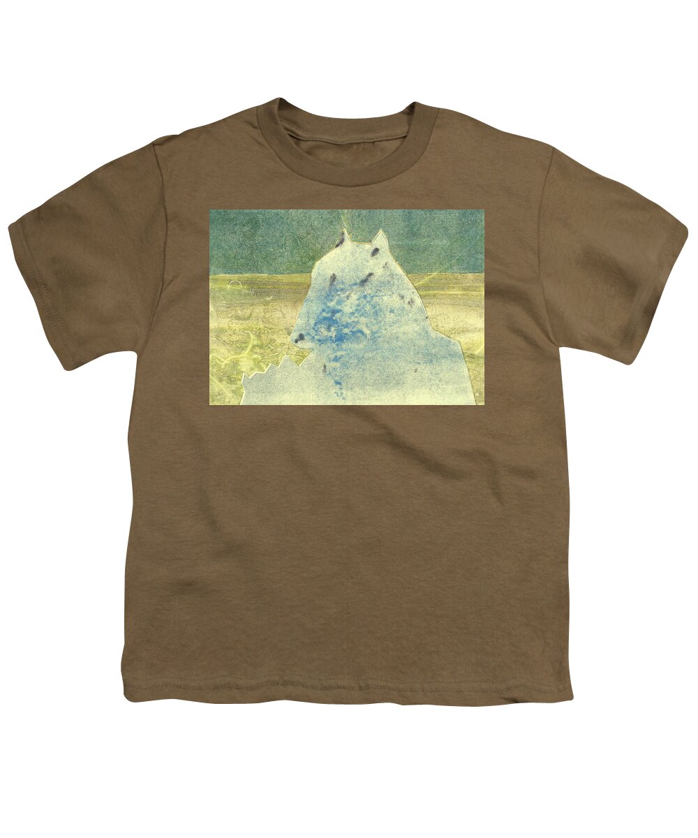 Dog Youth T-Shirt featuring the relief Dog at the beach 10 by Edgeworth Johnstone