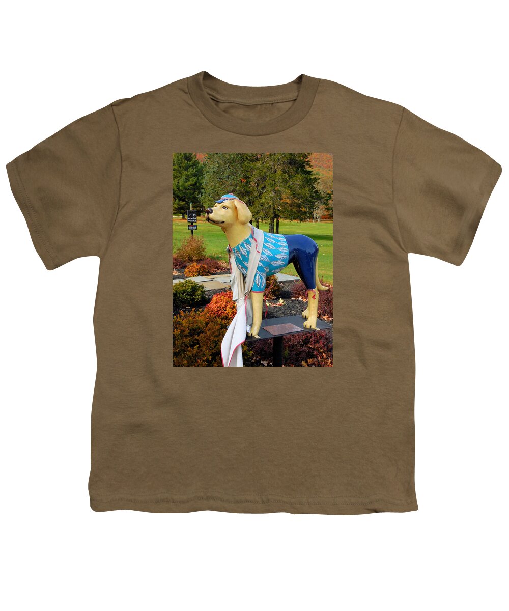 Dog Statue Youth T-Shirt featuring the painting Dog statue 3 by Jeelan Clark