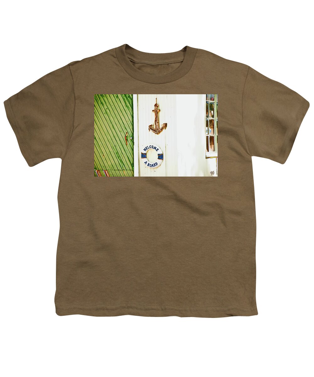 Welcome Aboard Youth T-Shirt featuring the photograph Door and Welcome Aboard by Gina O'Brien