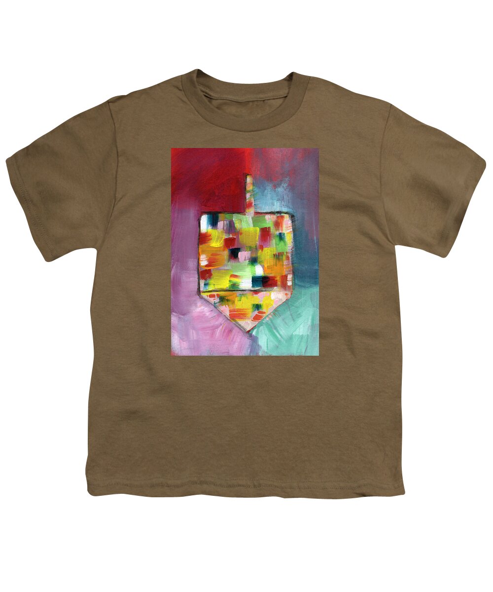 Dreidel Youth T-Shirt featuring the painting Dreidel Of Many Colors- Art by Linda Woods by Linda Woods