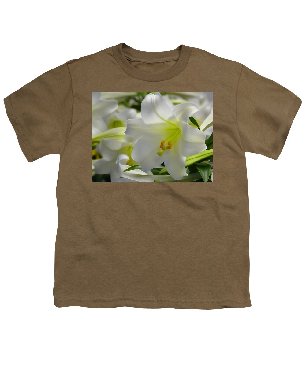 Christian Youth T-Shirt featuring the photograph Easter Lilies Re-Imagined by David T Wilkinson