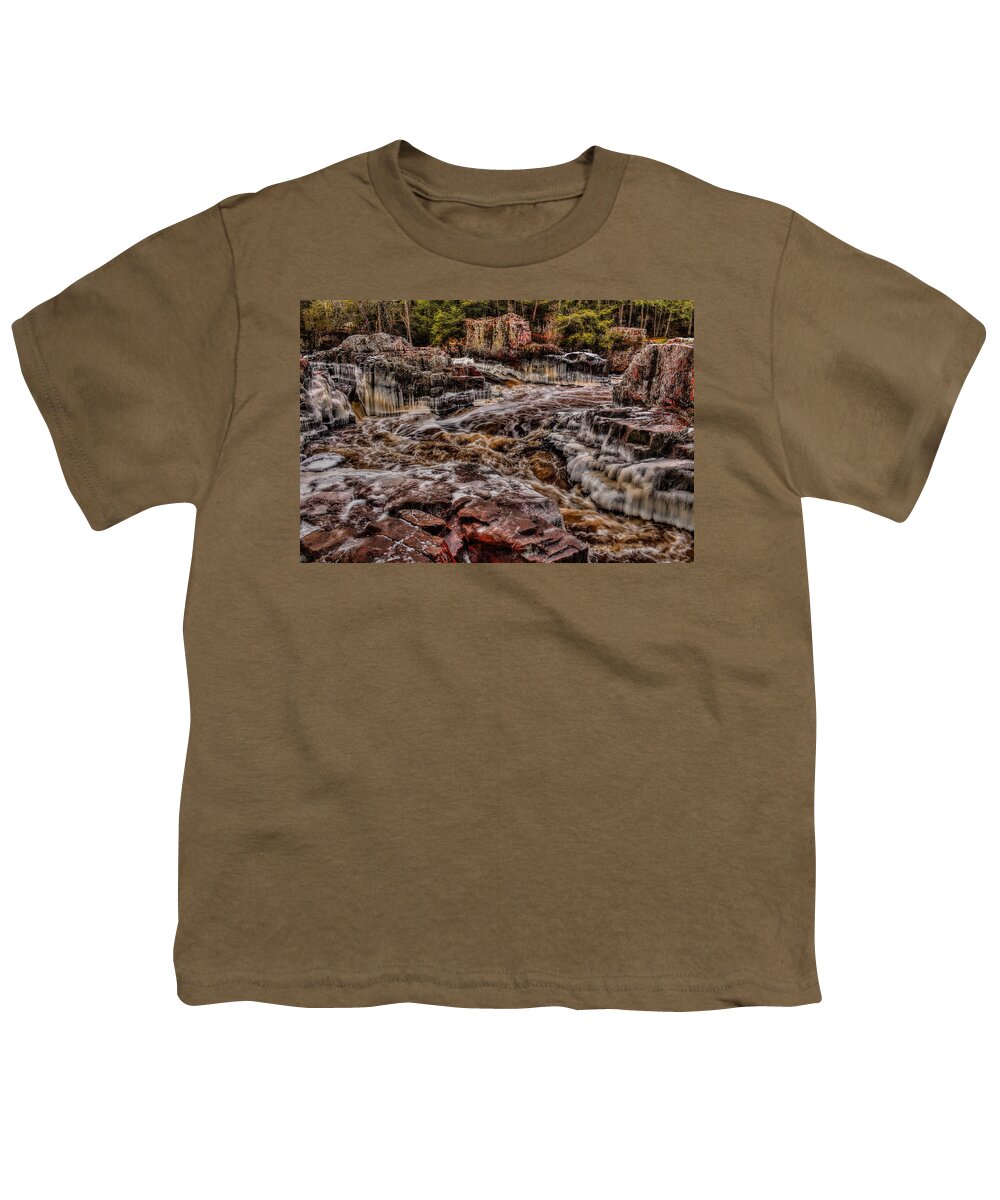 Eau Claire Dells Youth T-Shirt featuring the photograph Eau Claire River Through The Chute by Dale Kauzlaric