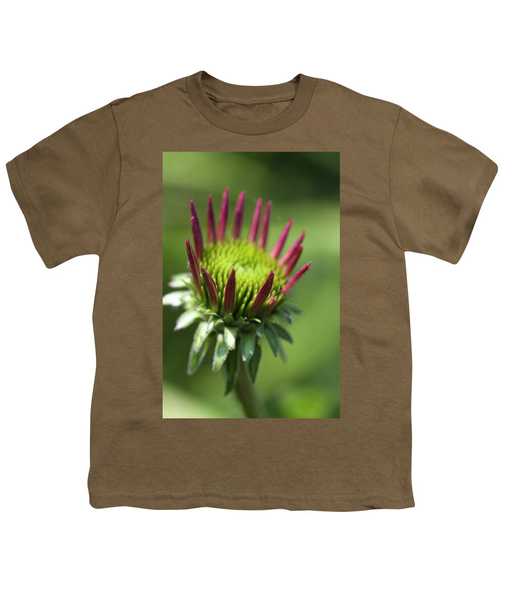 Echinacea Youth T-Shirt featuring the photograph Echinacea Coneflower Bud by Kathy Clark