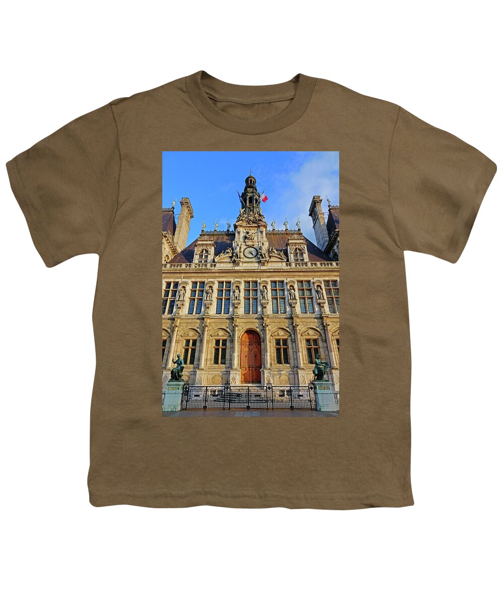 Paris Youth T-Shirt featuring the photograph Exterior view of Hotel de Ville by Rick Rosenshein