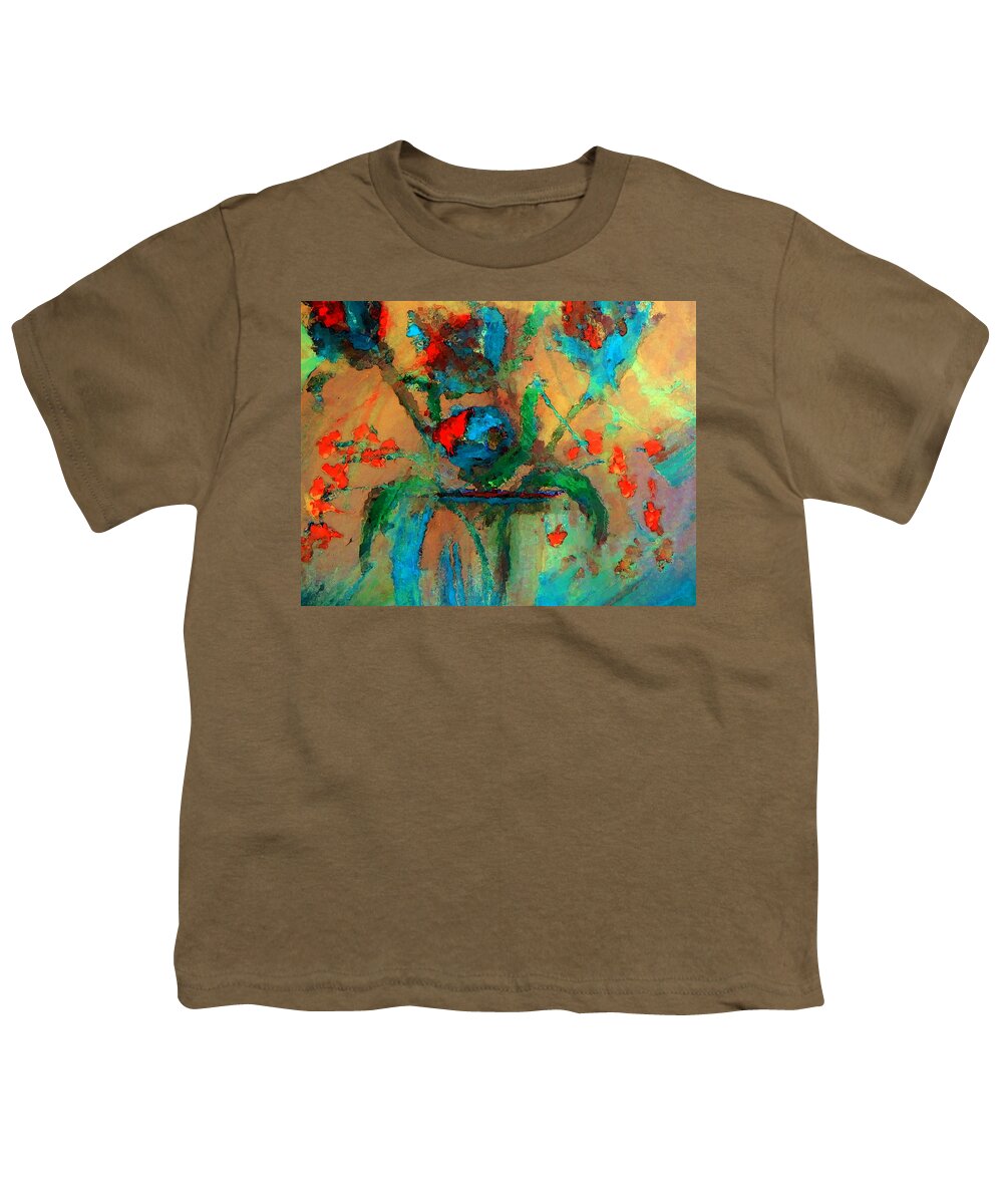 Bouquet Youth T-Shirt featuring the painting Outside Pottery Bouquet by Lisa Kaiser