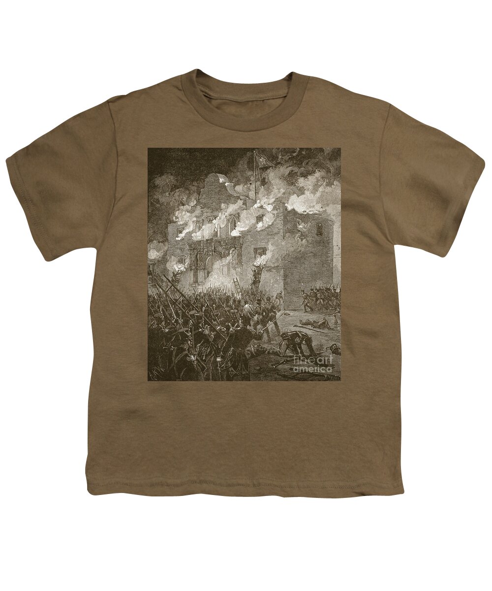 Fall Of The Alamo Youth T-Shirt featuring the drawing Fall of the Alamo by Alfred Rudolph Waud