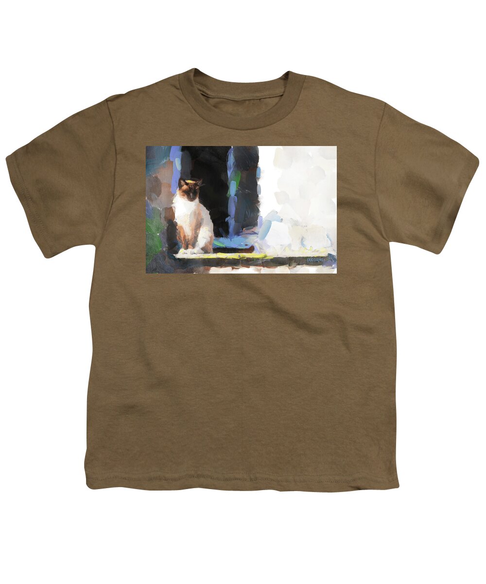 Cat Youth T-Shirt featuring the painting Fancy Free by Greg Collins