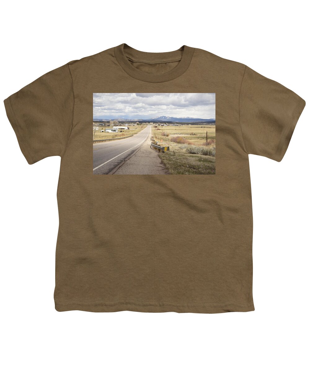 Highway; Distance; Horizon; Future; Village; Lonesome; Far Mountains; Perspective; Vista; Range; Scope; New Mexico Youth T-Shirt featuring the photograph Far Horizon by Tom Cochran