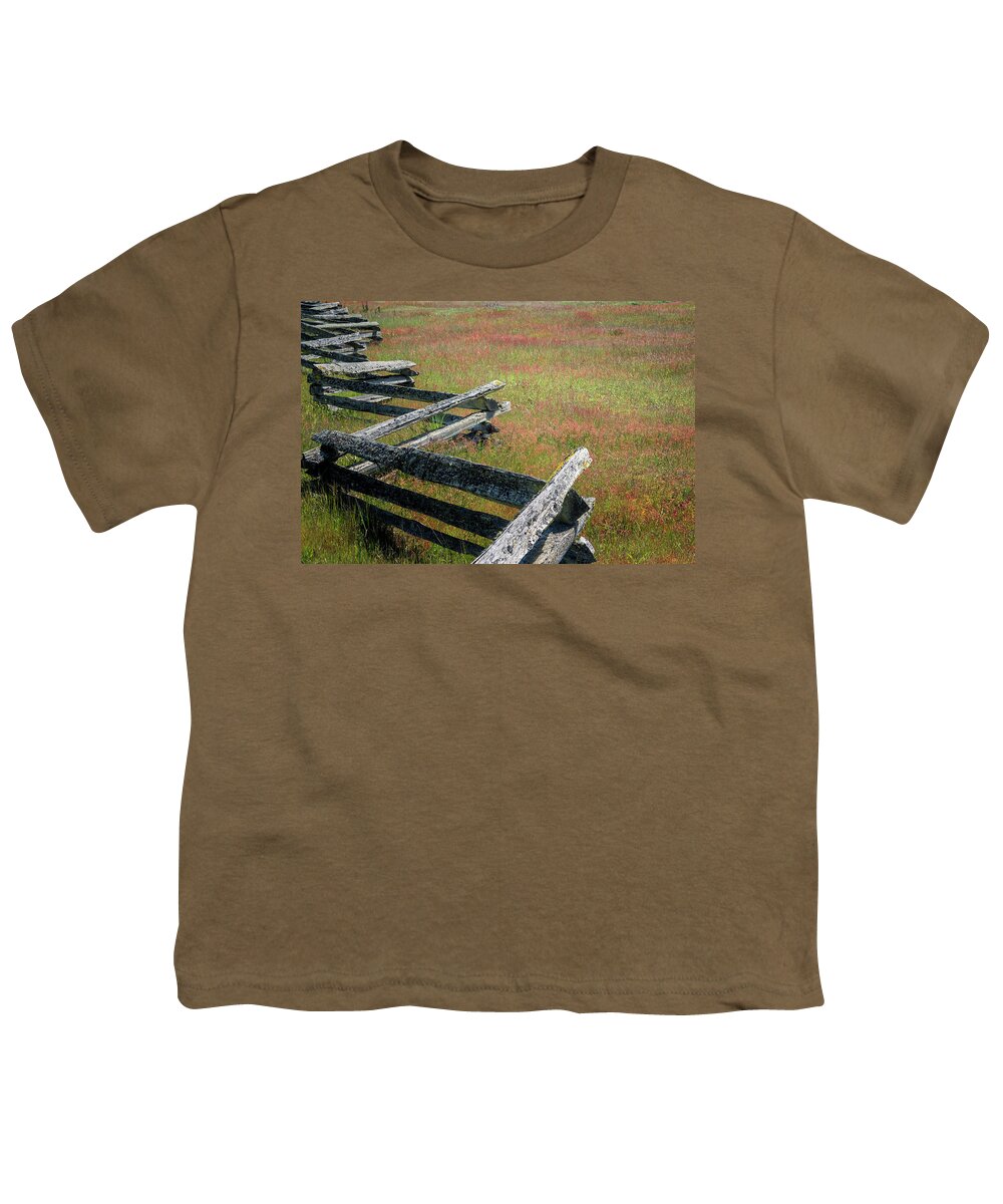 Oregon Coast Youth T-Shirt featuring the photograph Fence And Field by Tom Singleton