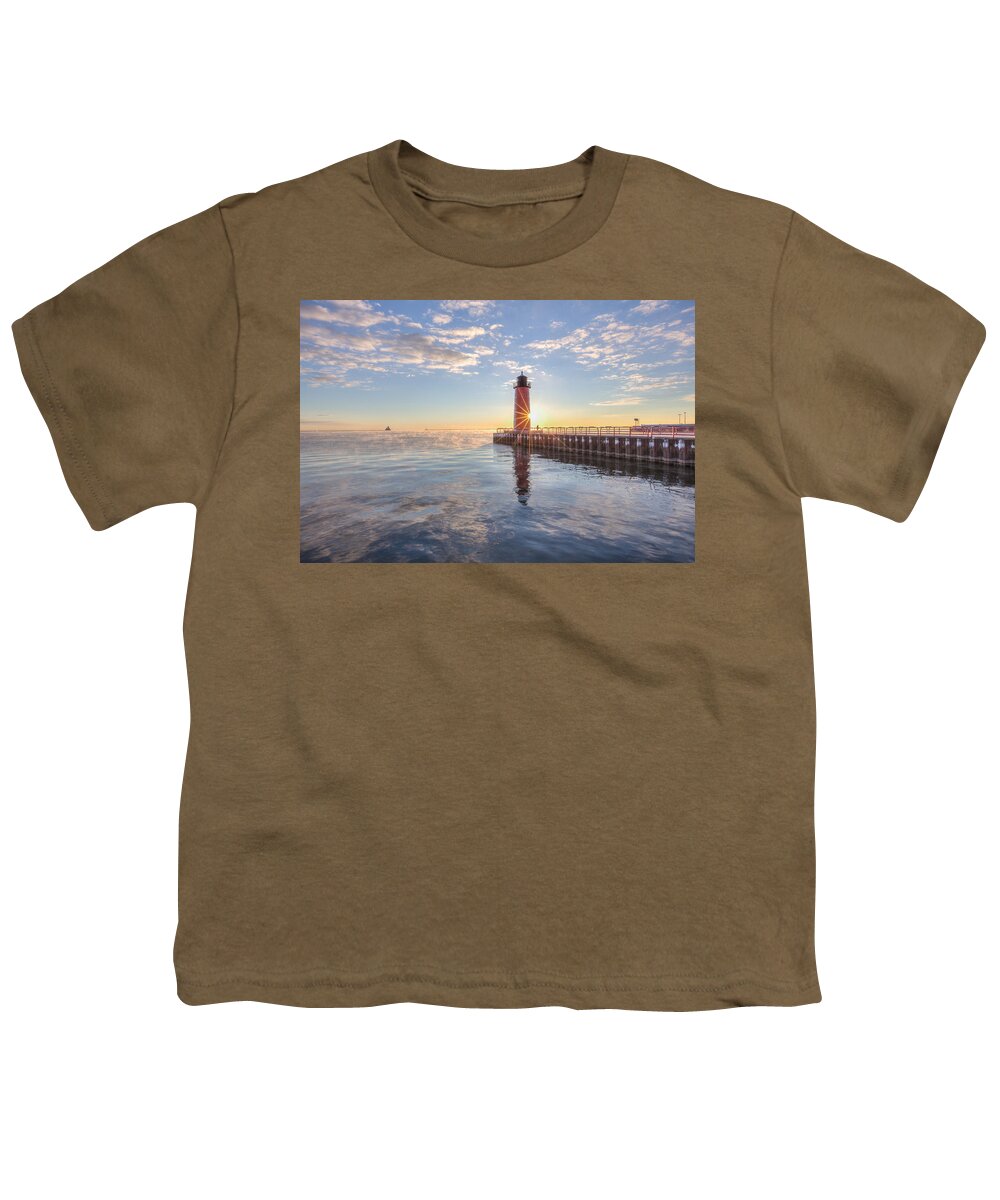 Milwaukee Lakefront Sunrise Youth T-Shirt featuring the photograph First Cold Sunrise by Paul Schultz