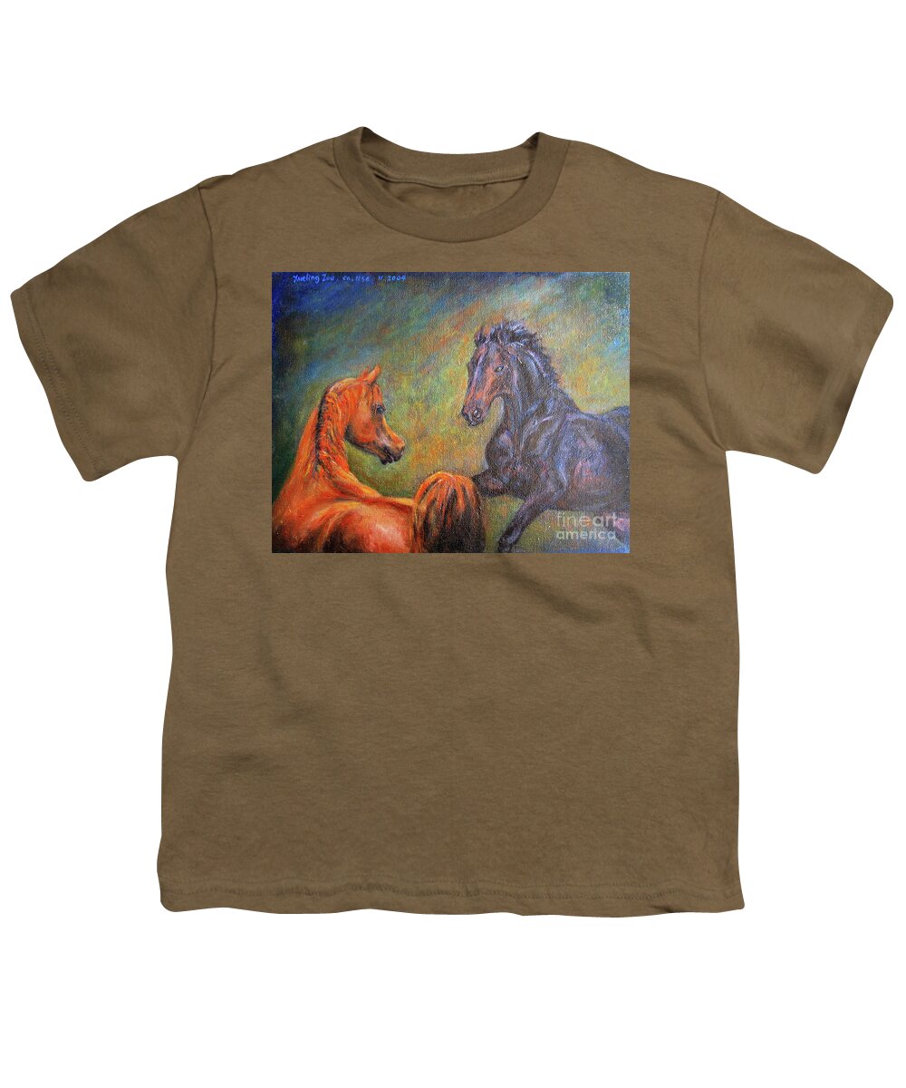 First Sight Youth T-Shirt featuring the painting First Sight by Xueling Zou