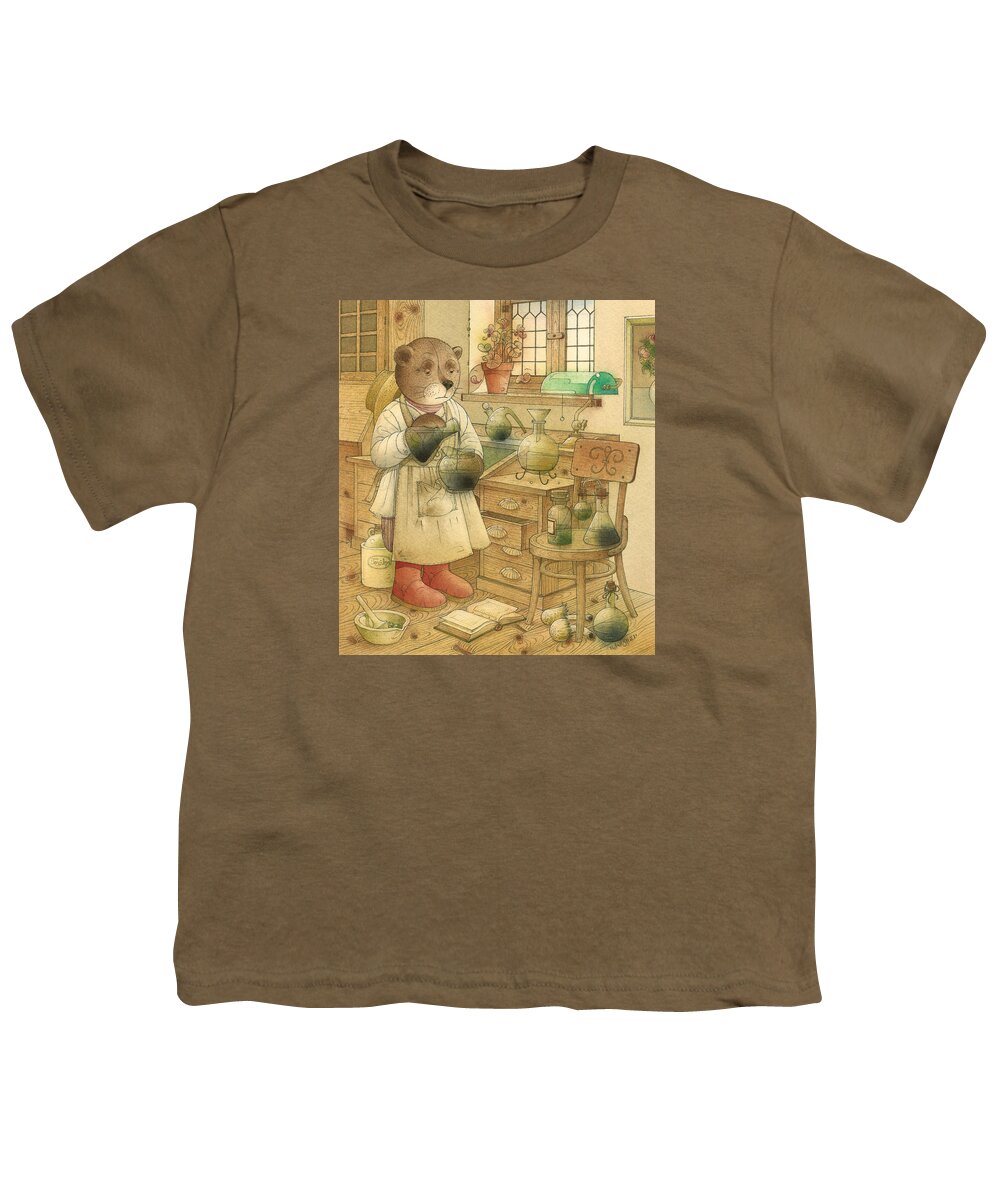 Bears Magic Glamour Brown Youth T-Shirt featuring the painting Florentius the gardener18 by Kestutis Kasparavicius