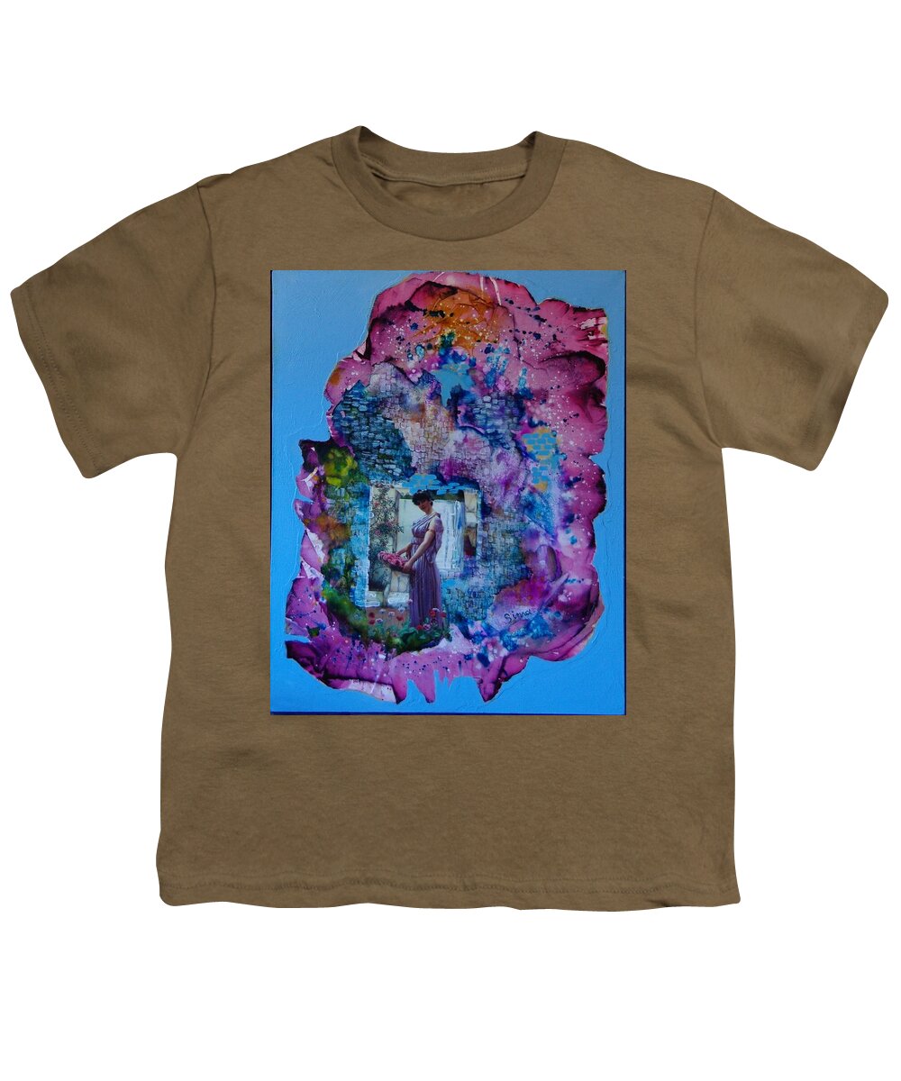 Flowers Youth T-Shirt featuring the painting Flowers for my love by Sima Amid Wewetzer