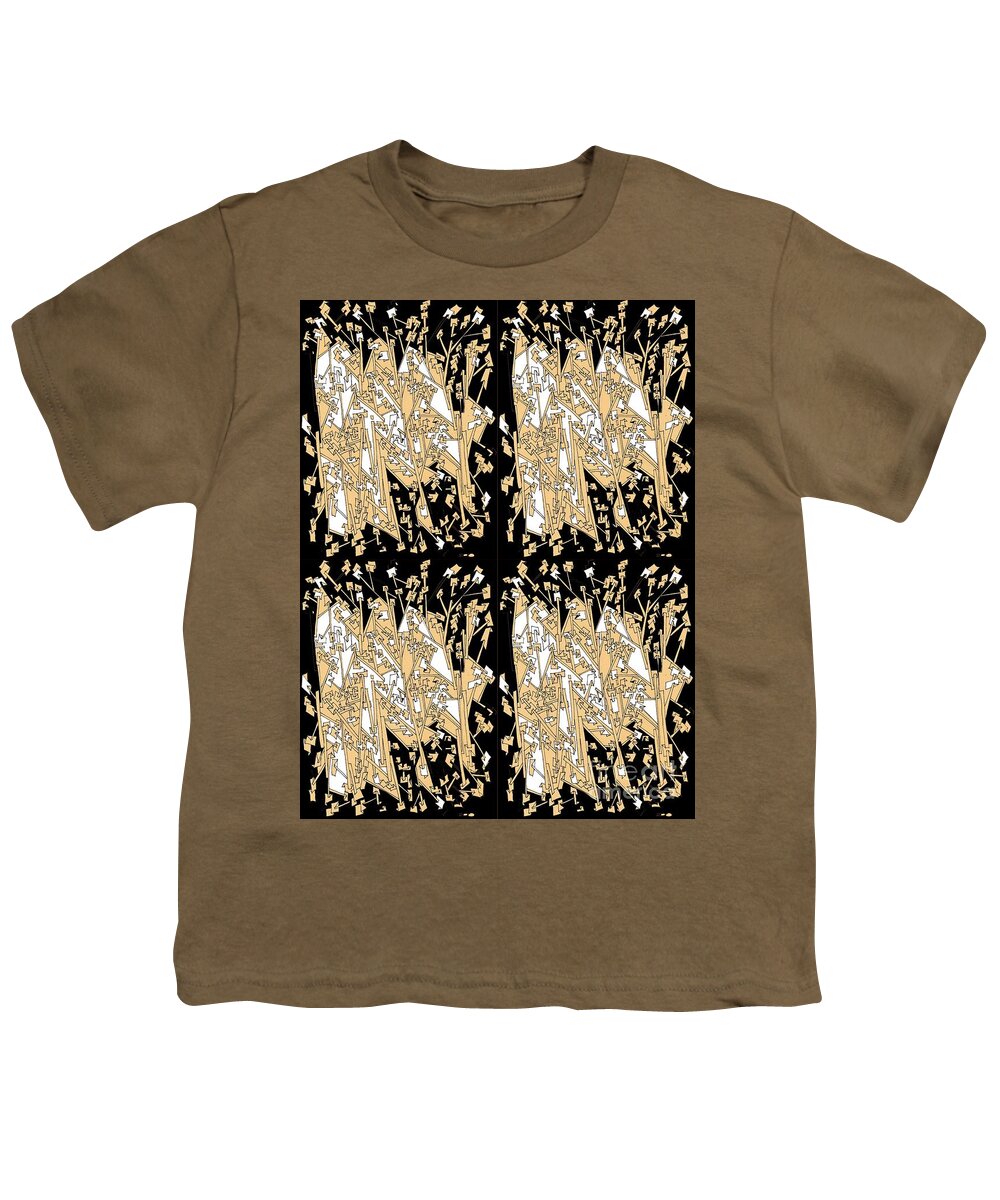 Abstract Graphic Art Youth T-Shirt featuring the mixed media Four Paper Trails by Nancy Kane Chapman