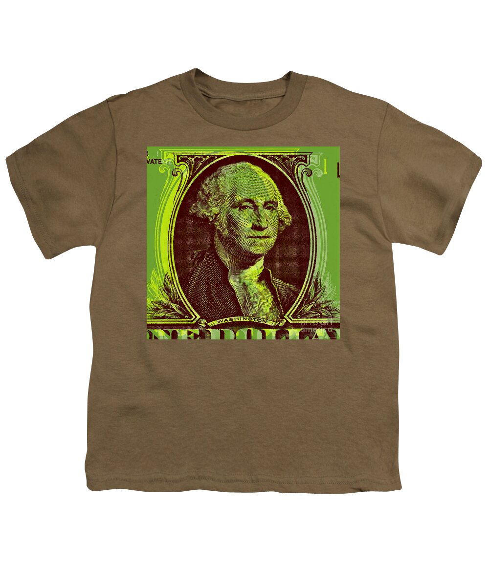 George Washington Youth T-Shirt featuring the digital art George Washington - $1 bill by Jean luc Comperat