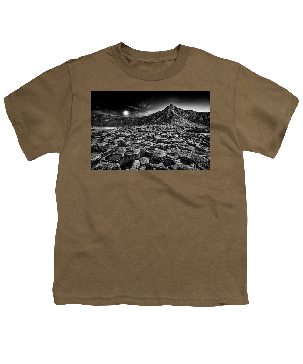Giants Youth T-Shirt featuring the photograph Giants Causeway Moonrise by Nigel R Bell