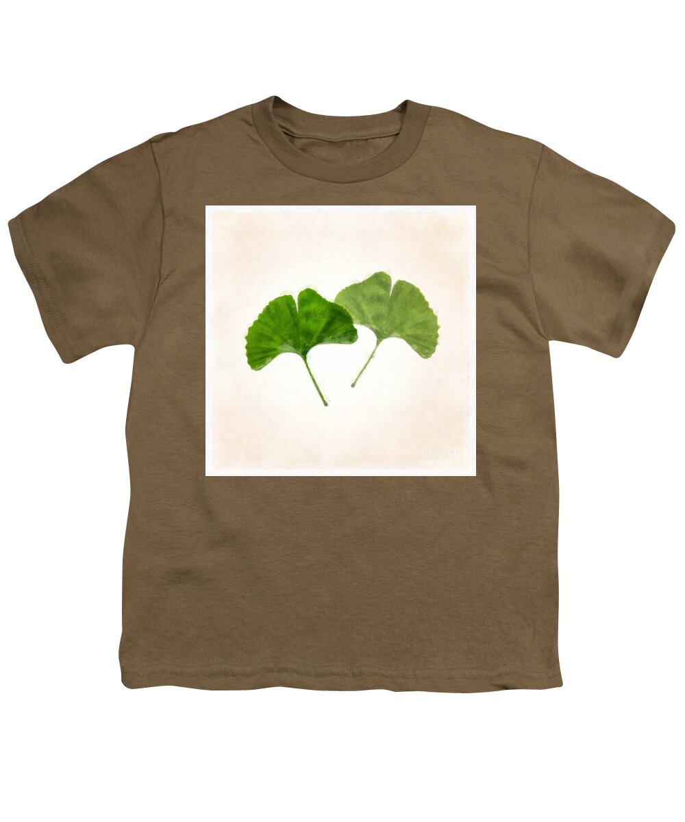 Nature Youth T-Shirt featuring the photograph Ginkgo Leaves Watercolor by Edward Fielding
