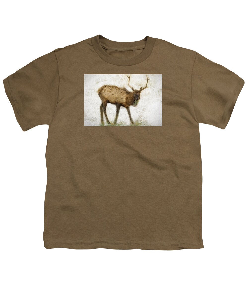 Elk Youth T-Shirt featuring the photograph Grand Canyon Elk No. 2 Wintered by Belinda Greb