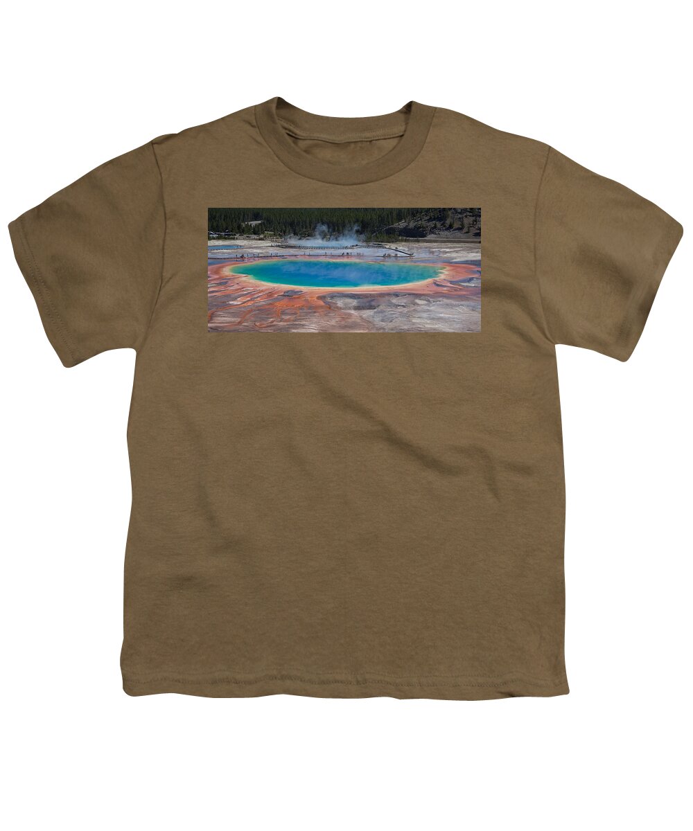 Yellowstone National Park Youth T-Shirt featuring the photograph Grand Prismatic Spring by Ralf Kaiser