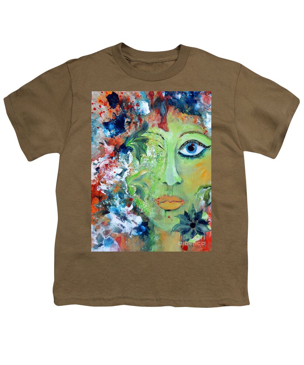 Green Youth T-Shirt featuring the painting Green Garden Goddess by Lisa Kaiser
