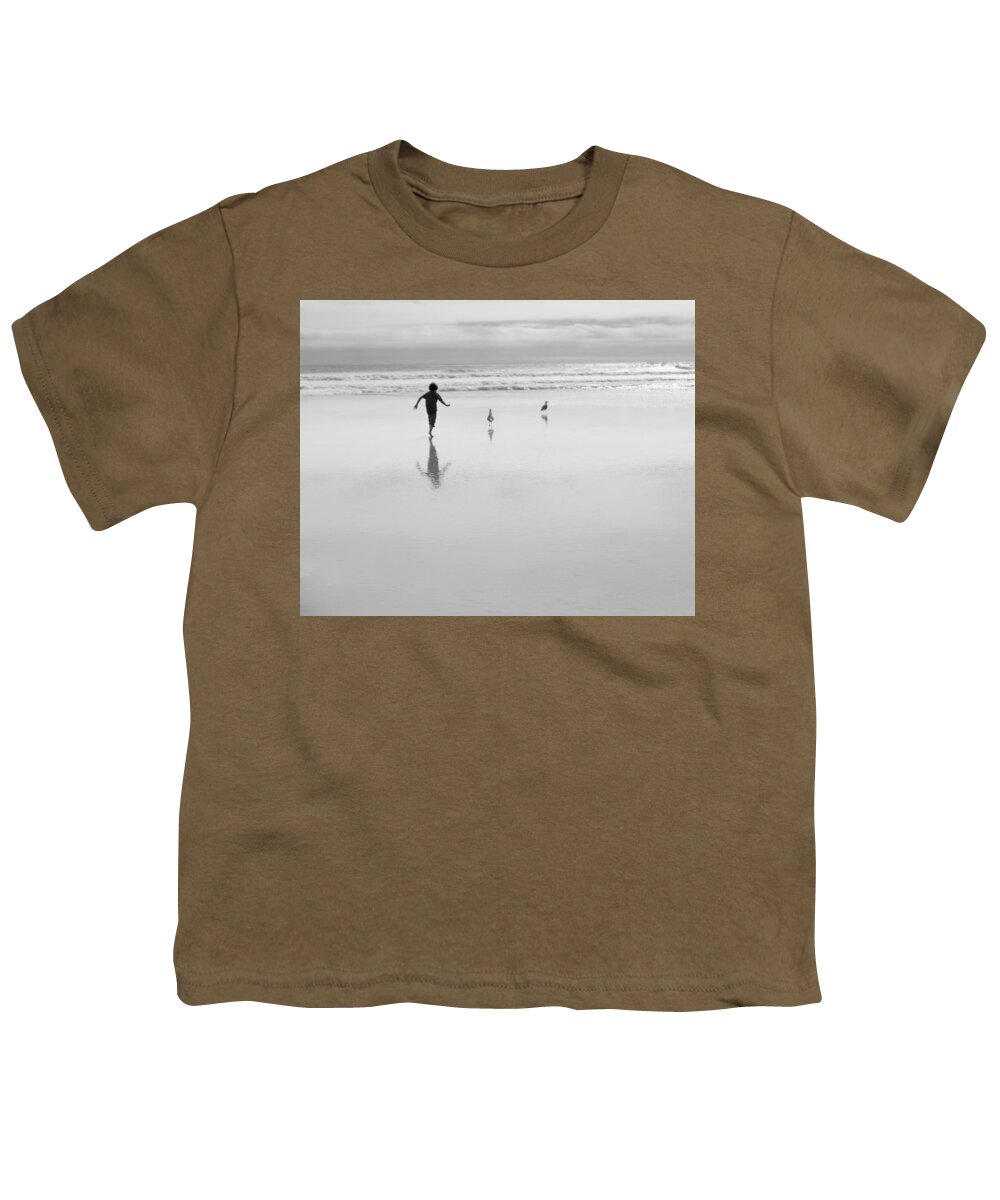 Gull Youth T-Shirt featuring the photograph Gull Chasing 101 by Lora Lee Chapman