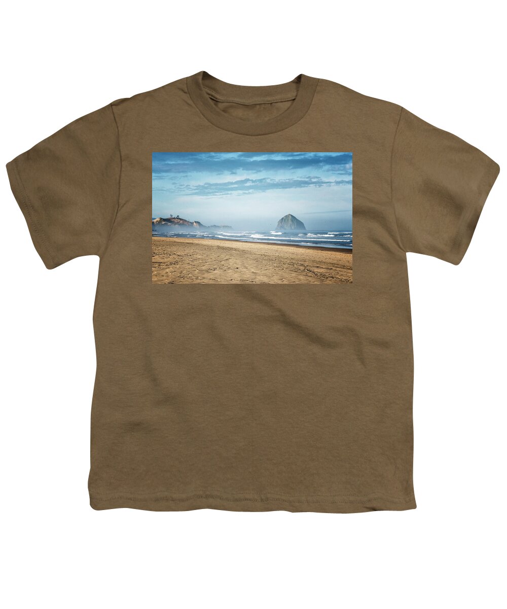 Oregon Coast Youth T-Shirt featuring the photograph Haystack Rock Pacific City by Tom Singleton