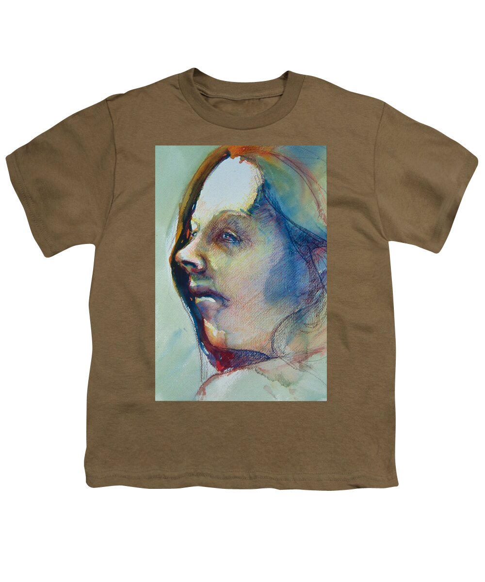 Headshot Youth T-Shirt featuring the painting Head Study 7 by Barbara Pease