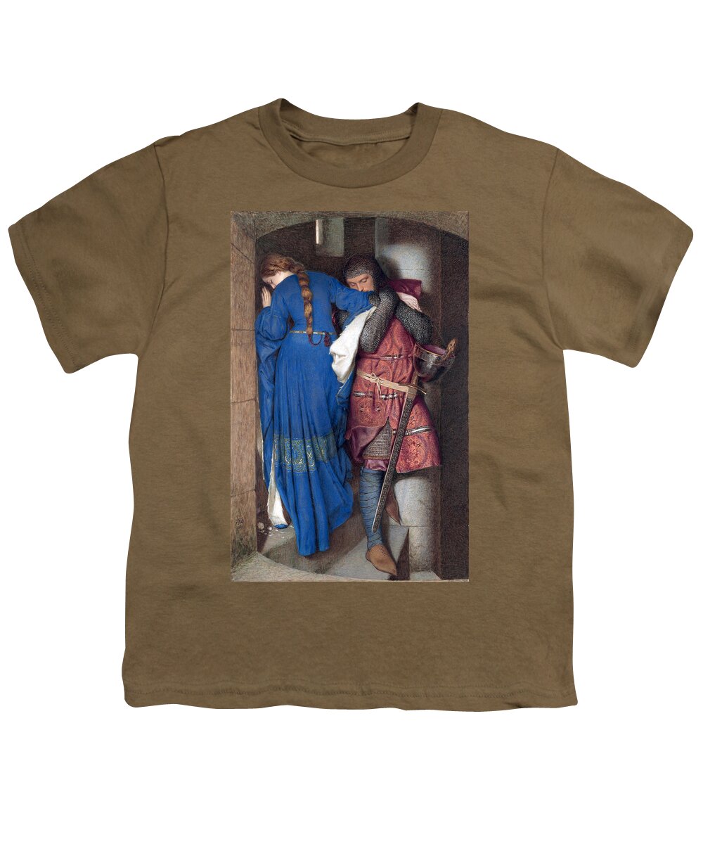 Frederic William Burton Youth T-Shirt featuring the drawing Hellelil and Hildebrand or The Meeting on the Turret Stairs by Frederic William Burton