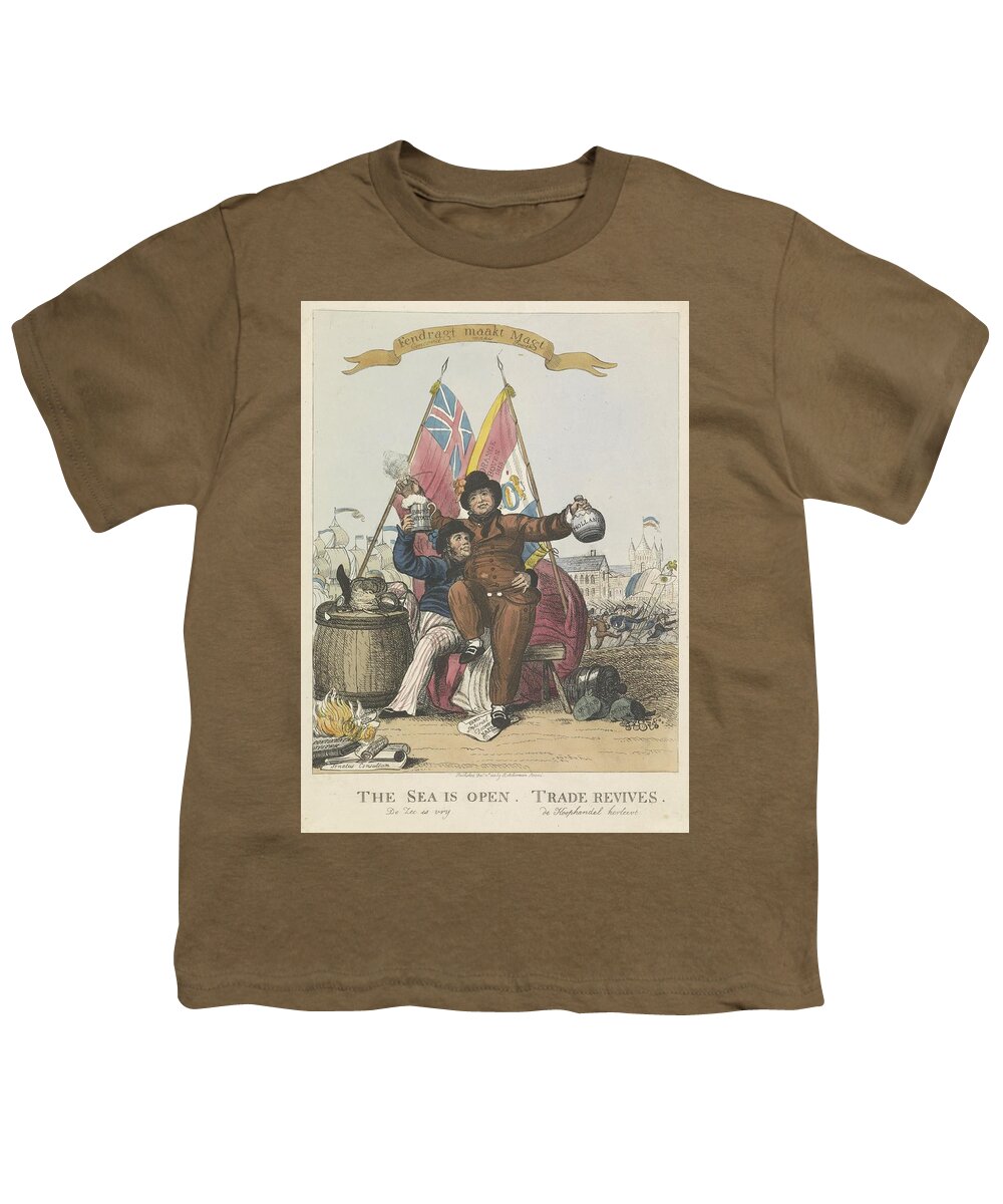 Hernieuwde Vriendschap Tussen Nederland En Groot-brittanni Youth T-Shirt featuring the drawing Hernieuwde vriendschap tussen Nederland en Groot Brittannie 1813 anonymous 1813 by Vintage Collectables